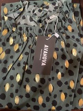 Small Leopard Green Blouse Top Vintage Look Breathable Dressy Comfortable