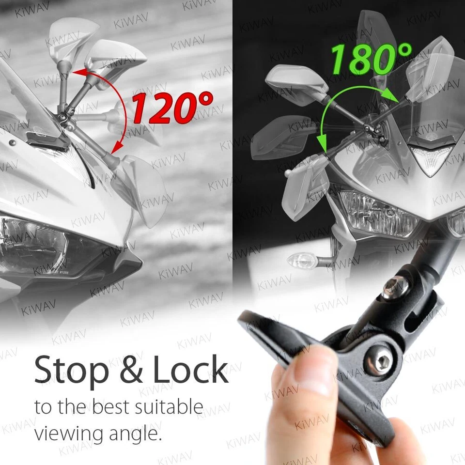 Aleta - Espejos retrovisores plateados aspecto deportivo ABS convexo se adapta al carenado Foto 4 de 4