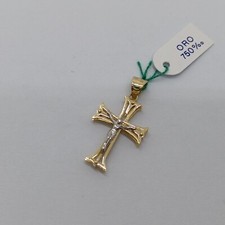 CIONDOLO CROCIFISSO-CROCE SACRA IN ORO GIALLO E BIANCO 18KT  1,25 GRAMMI (7840)