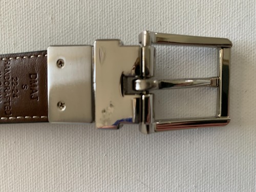 TOMMY HILFIGER Belt Black Brown Reversible Genuine Leather Buckle Childs Size S - Picture 10 of 10