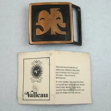 Vintage 1970s Greek Drama Masks Belt Buckle Brass Valleau Michigan & Guide RARE