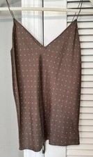 NEW Theory Silk Print Camisole Tank, Khaki Olive Green, Size P XS 