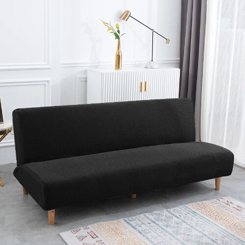 Jacquard Stretch Schlafsofa Bezug ohne Armlehne rutschfest gerade Sofa Schonbezug - Bild 11 von 35