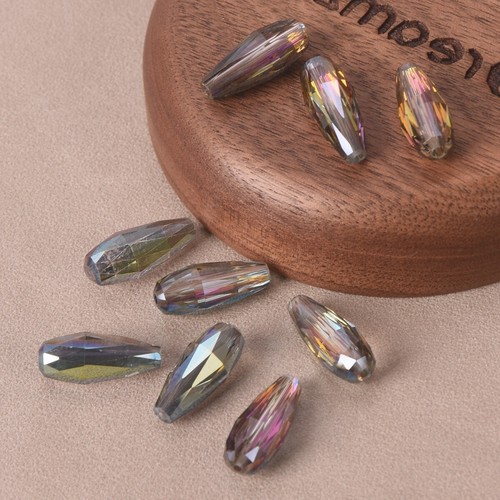 10 cuentas sueltas de vidrio facetado lágrima larga de 18x8 mm para hacer joyas - Imagen 4 de 17