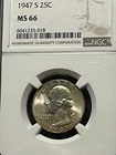 1947-S NGC graded MS-66 Washington Quarter Superb Silver Quarter