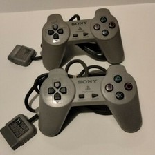 Sony PlayStation 1 PS1 LOT OF 2 Official OEM Grey Controller SCPH-1080 TESTED