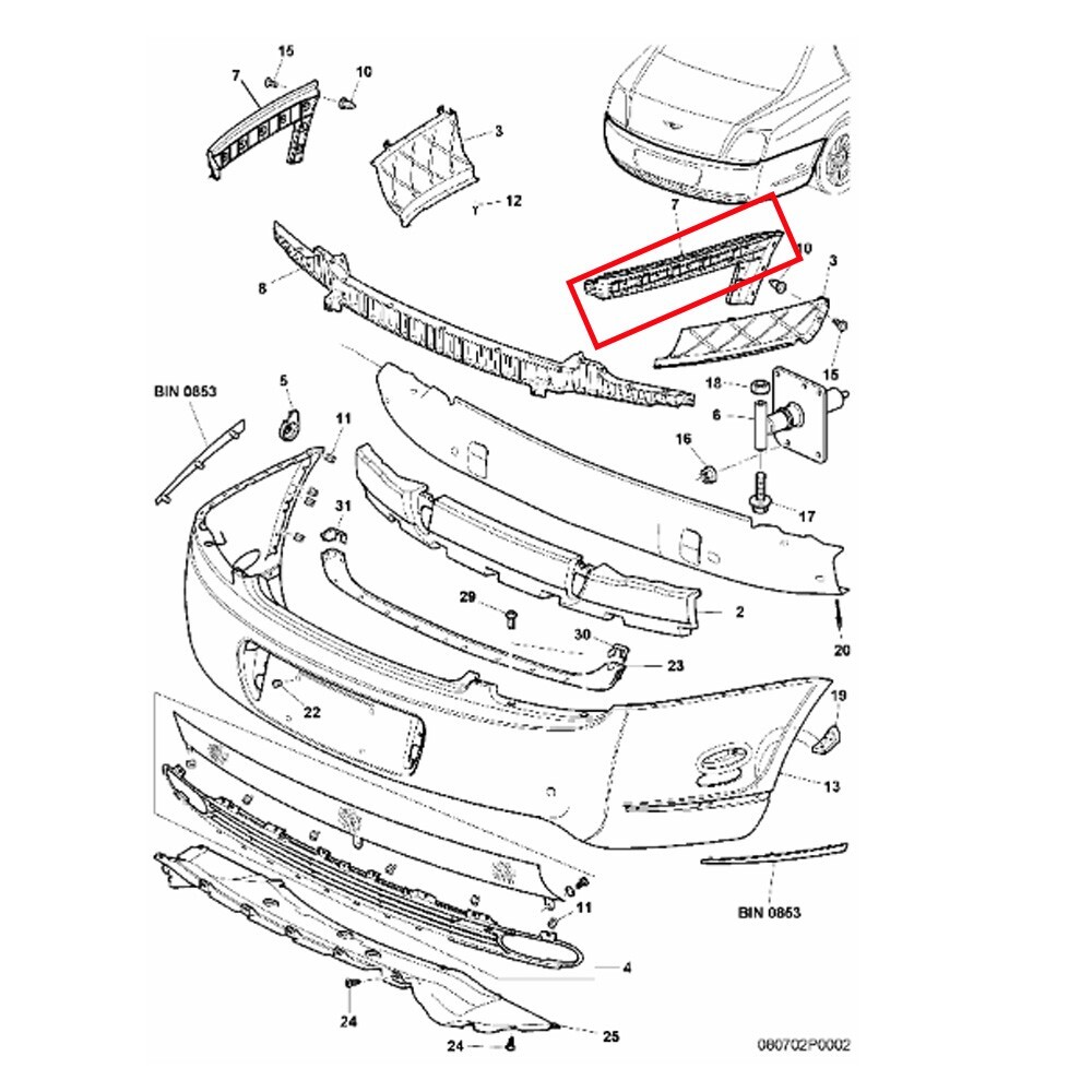 Bentley Flying Spur 2005-2013 Rear Right Bumper bracket P/N 3W5807376