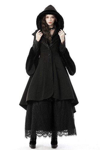 DARK IN LOVE Donna Gotico Cocktail Lungo Cappuccio Cappotto Inverno Collaro Staccabale - Foto 5 di 22
