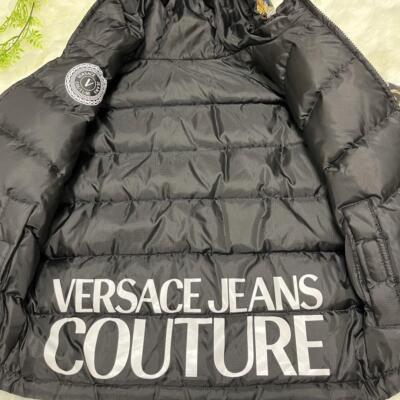 VERSACE Reversible Baroque Print Down Jacket Polyester Size