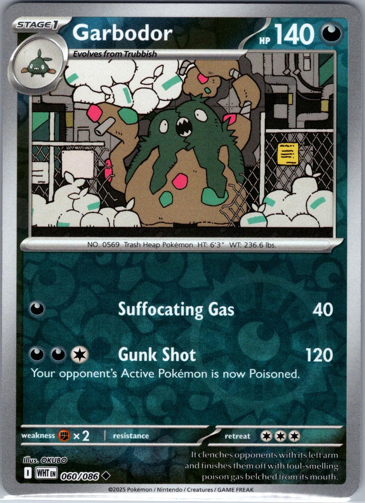 Garbodor 060/086 Uncommon White Flare Pokemon Reverse Holo Near Mint