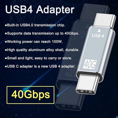 Adaptador USB Tipo C MEIRIYFA 40Gbps, Acoplador C 100W Macho a Púrpura - Imagen 6 de 7