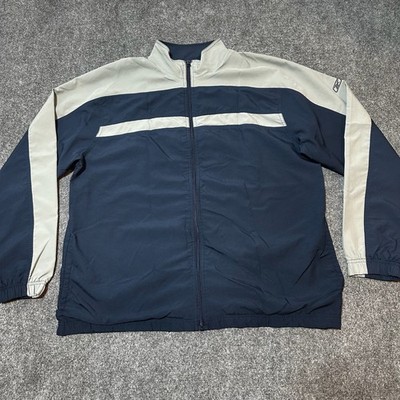 Reebok Jacket Mens Large Blue Grey Full Zip Mock Neck Pockets