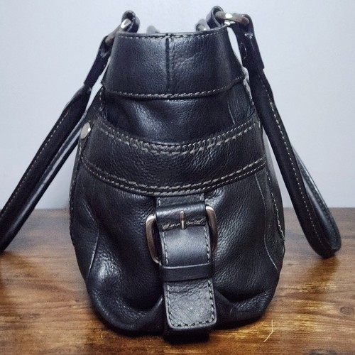 Vintage Fossil Black Leather Multi-Pocket Shoulder Bag Y2K Satchel Top Stitch, $59.85 - Photo 3
