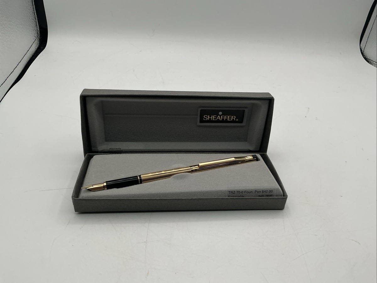 Vtg Sheaffer TRZ 70 Gold Electroplated Fountain Pen Set Boxed