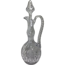 Vintage Hand Clear Cut Crystal Decanter 14 3/8 Tall Stored Barware