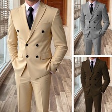 Men's 2 Piece Suit Formal Wedding Prom Tuxedo Set Blazer Vest Pants Shawl Lapel