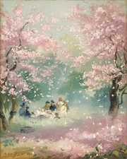 Vintage Impressionist Cherry Blossom Art Print | Early 1900s Spring Museum Art