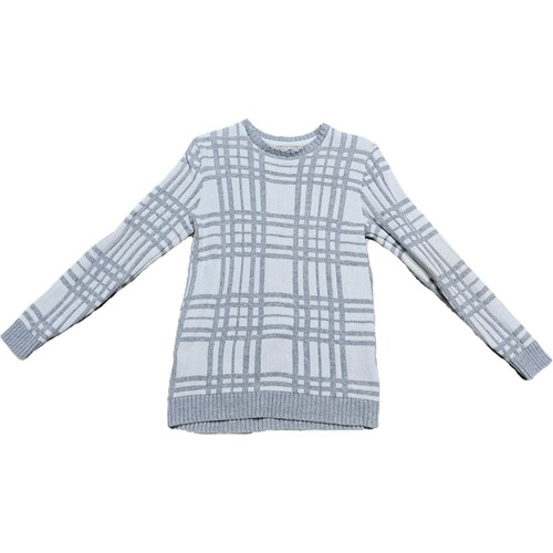 Hope & Henry Boy's Organic Cotton Gray Plaid Elbow Patches Sweater Size L Preppy - Picture 2 of 6