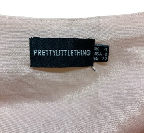 Pretty Little Thing Top 8 Pink Cropped Sheer Swiss Dot Long Sleeve Chiffon - Picture 6 of 6