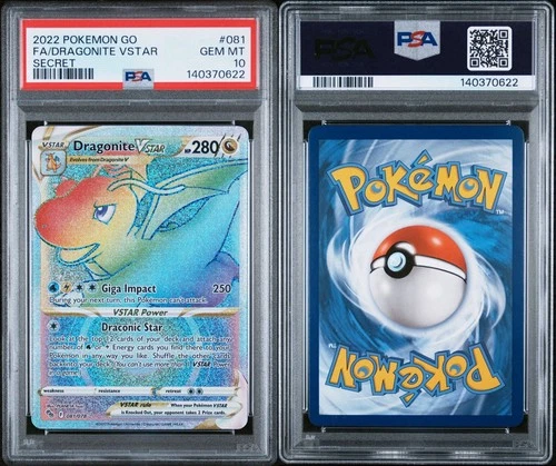 Pokémon Dragonite VSTAR Secret Rare Full Art Holo PSA 10 Pokémon GO 081/078
