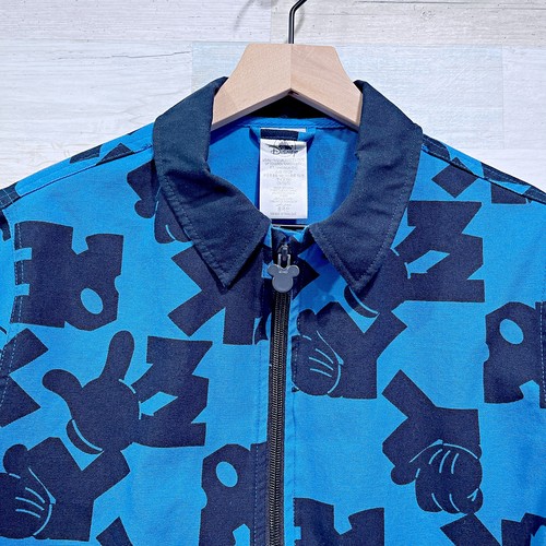 Disney Allover Print Chore Jacket Blue Mickey Mouse Cotton Boys 11 12 Large - Picture 2 of 6