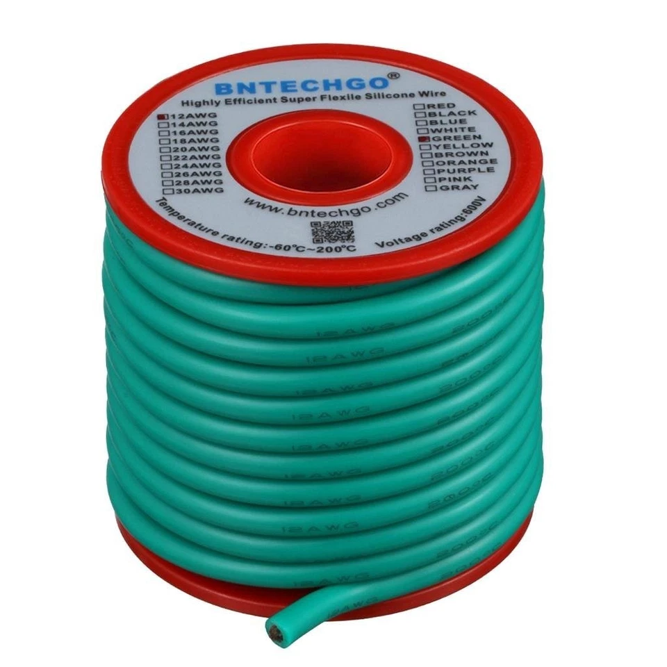 Ultra-Flexible 12 AWG Green Silicone Wire - 25ft Spool for Diverse Applications - Image 4 of 4