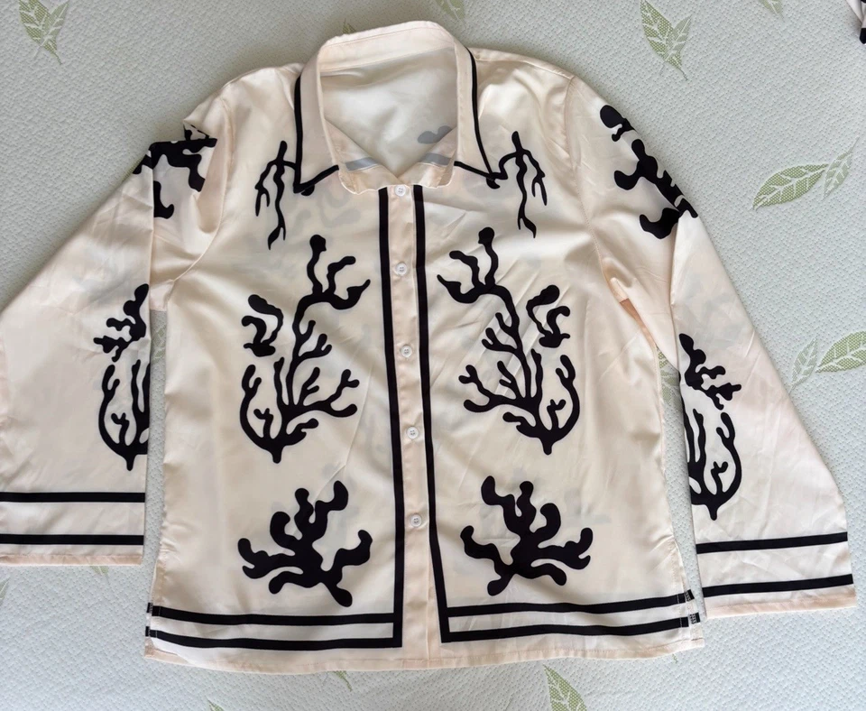 Elegante conjunto de pantalones y blusa para mujer New York talla XL poliéster rayón Foto 4 de 4