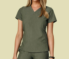 NWT Mandala Scrubs 1 Pocket Top, Heather Olive Green - L