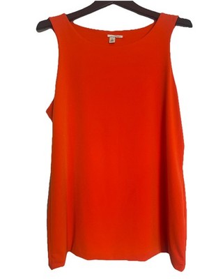 Women s Halogen Size XL Soft Stretch Scoop Neck Orange Sleeveless Top NWOT FLAW