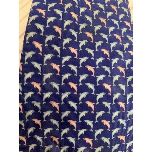 IZOD Blue/Pink TINY DOLPHINS REPEAT SILK NECKTIE TIE - Picture 2 of 4