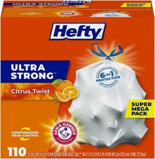 Hefty Ultra Strong Tall Kitchen Trash Bags, Citrus Twist Scent, 13 Gallon, 110 C