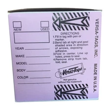 LILAC PINK PURPLE Versa-Tag Key Tags Box of 250 w Rings FAST FREE SAME DAY SH...