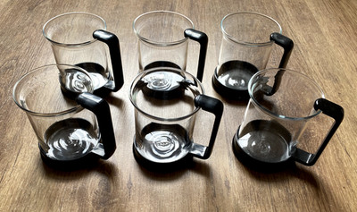 Bodum 6x Teeglas Glas Kaffeeglas - Teegläser - Teetassen-schwarzer Griff 