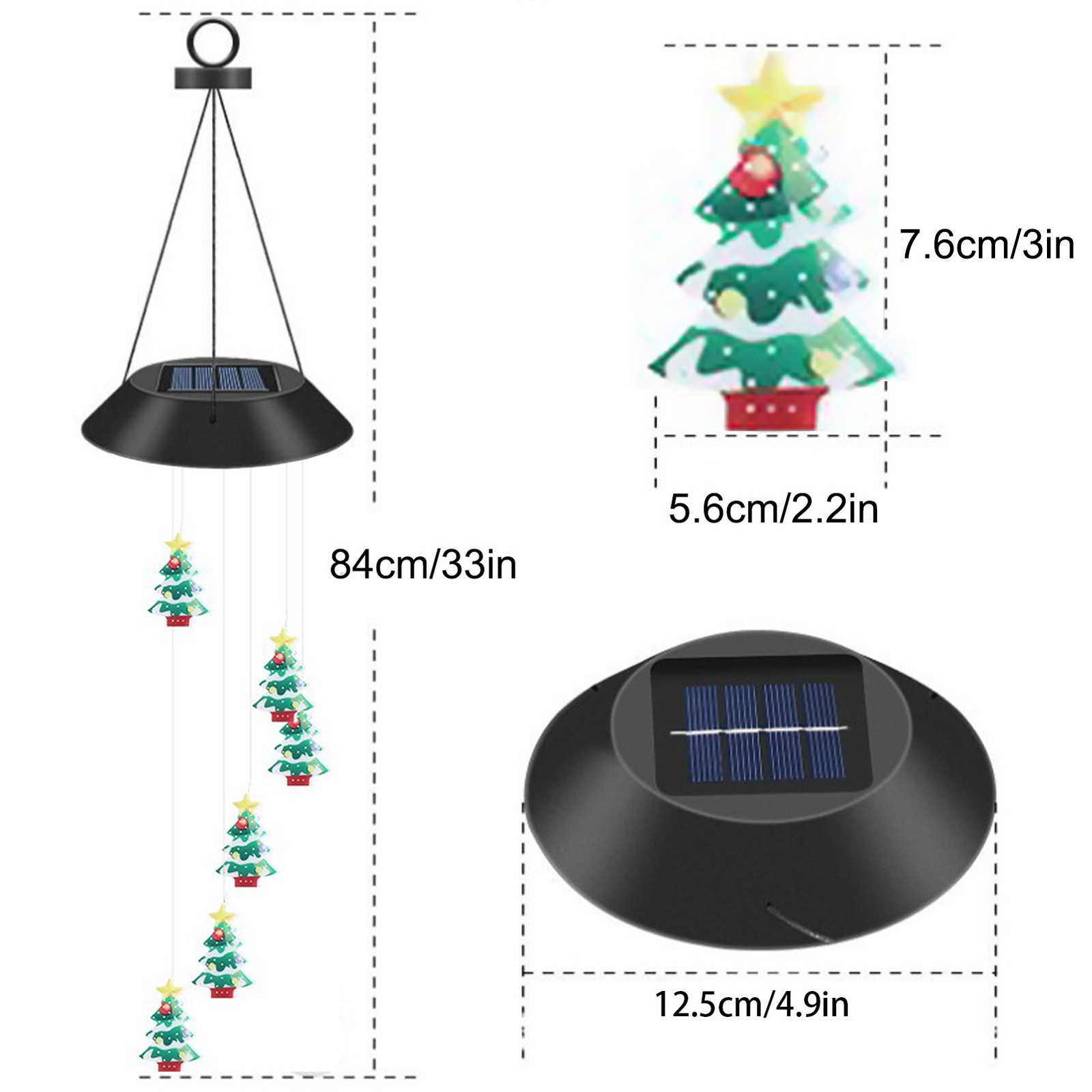 Yard Solar Wind Light LED Solar Powered Wind Chimes Hanging Lamp For Patio