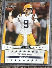 JOE BURROW 2020 LEAF ROOKIE CARD #01! LSU TIGERS! SP SN# 12/25 Bengals. rookie card picture