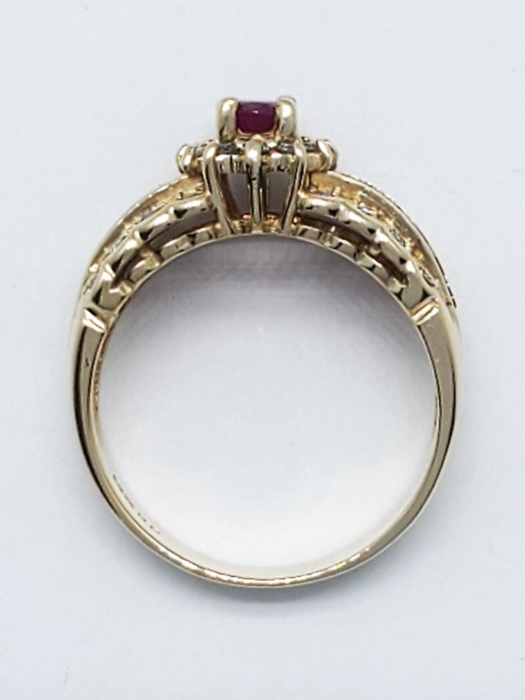 Ruby & Diamond Fashion Ring Solid 14K Yellow Gold… - image 4