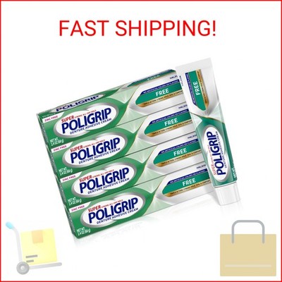 Super Poligrip Zinc Free Denture and Partials Adhesive Cream, 2.4 ounce (Pack of