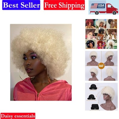 Luxe 8-Inch Curly Afro Wig for Black Women - Soft & Natural Looking Platinum