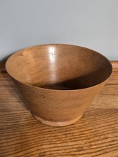 Vintage Hand Turned Wooden Oak Bowl, 8" diameter x 6" tall