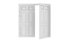 Supply only 50/50 split garage door Regency design in white