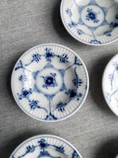 Royal Copenhagen Blue Fluted Plain Butter Pat #7 ~ 1st Quality ~ 1961 (Set of 8)