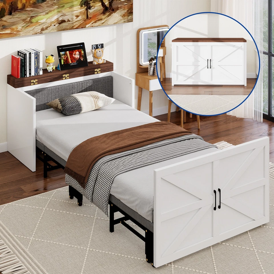 Cama Murphy - Gabinete Cama 2 en 1, Camas Nido Plegables con Colchones para Adultos Foto 2 de 4