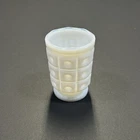 Vintage 3” Milk Glass Textured Candle Holder Succulent Toothpick Antique White