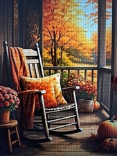 Stamped Cross Stitch Autumn Porch 40x40cm 14ct 25 Colors Project Bag Included