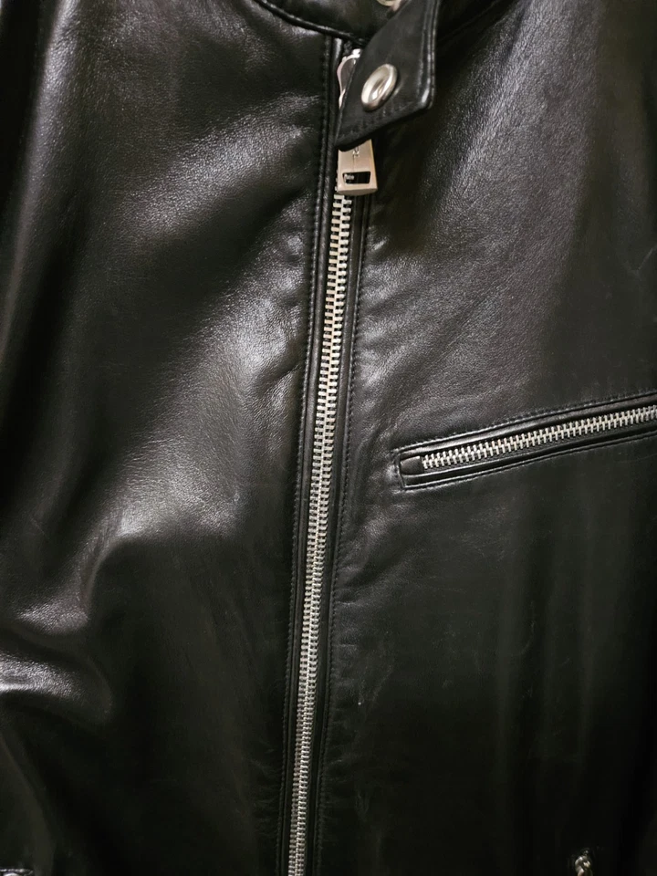 Chaqueta Ralph Lauren Etiqueta Negra 100% Piel de Cordero Cuero Negro Moto Racer Foto 4 de 4