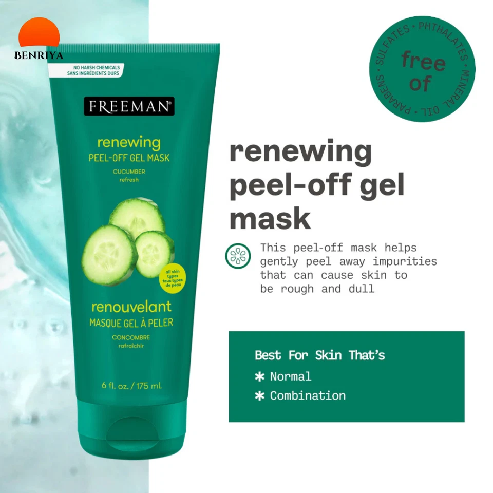 3 X Freeman Renewing Cucumber Peel-Off Gel 175ml  (EXP:08/2026) FREE SHIPPING - Image 3 of 4