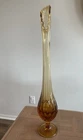 20” Amber Fenton Thumbprint Swung Vase