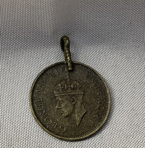 Vintage British India Quarter Ruler Silver Coin Pendant King George VI 