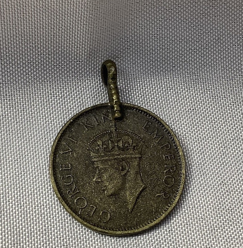 Vintage British India Quarter Ruler Silver Coin Pendant King George VI 