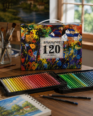 120 Brutfuner Oily Colored Black Barrel Pencils In Metal Box NEW Shipping Incl
